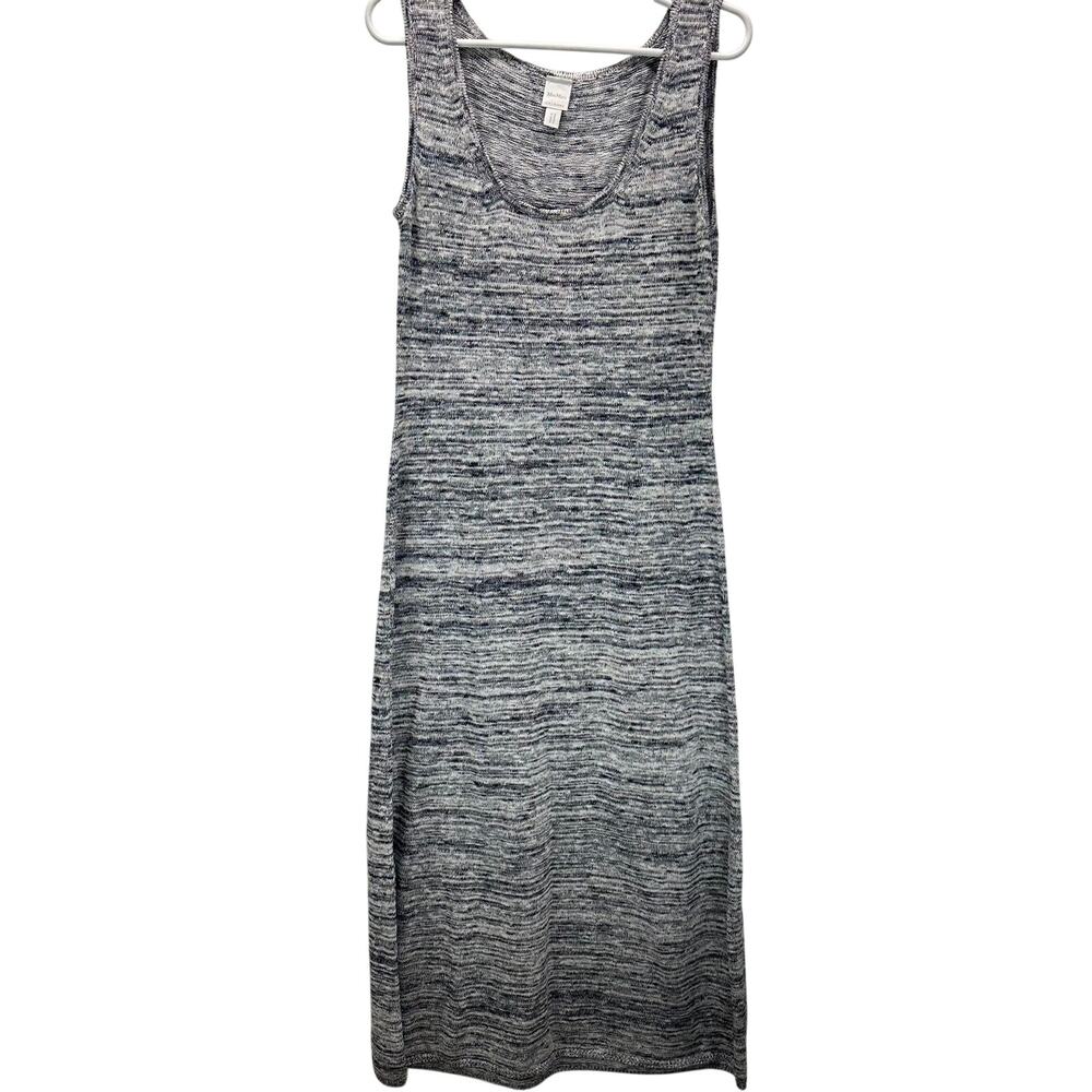 MaxMara Leisure Biglia Marbled Black Gray Blue Knit Sleeveless Midi Dress Large - Picture 2 of 10